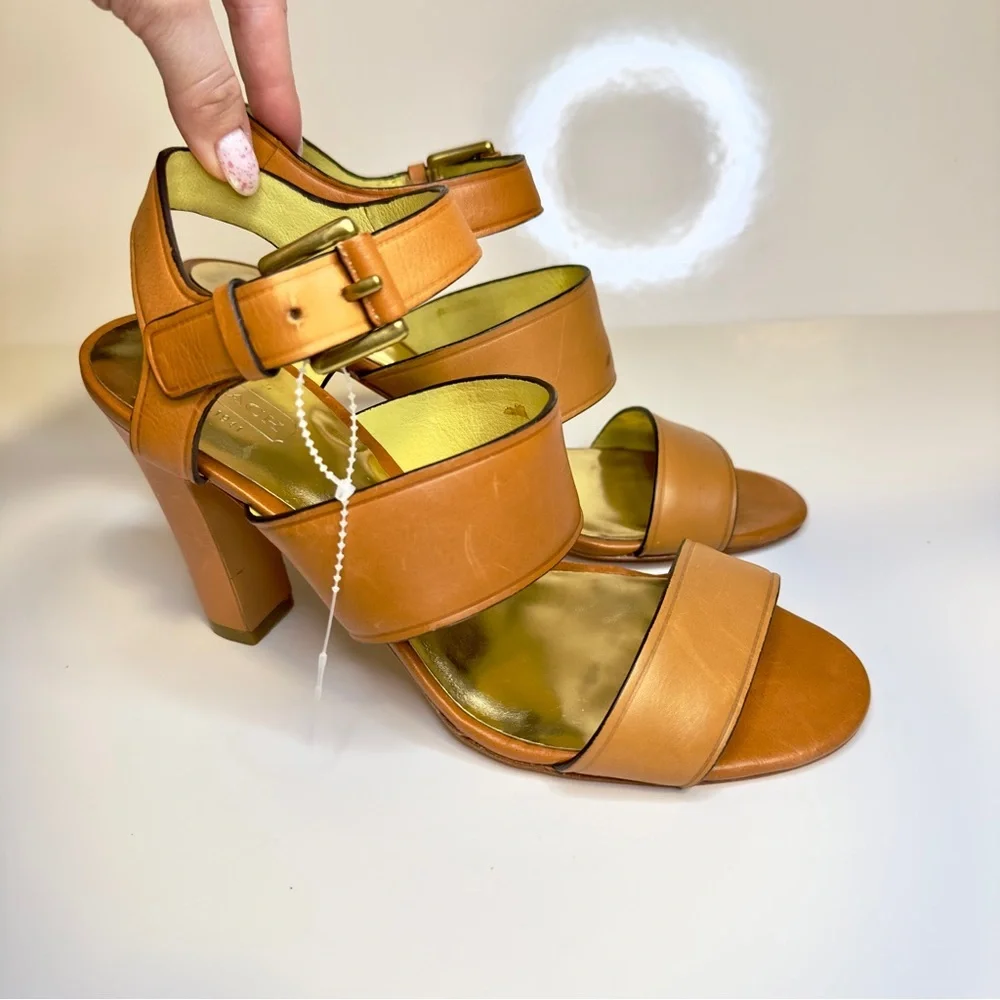 Coach Tan Leather Strappy Heeled Sandals – Size 8B (US) - Picture 4 of 7